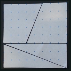 eight by eight square, divided into two trapezia and two triangles